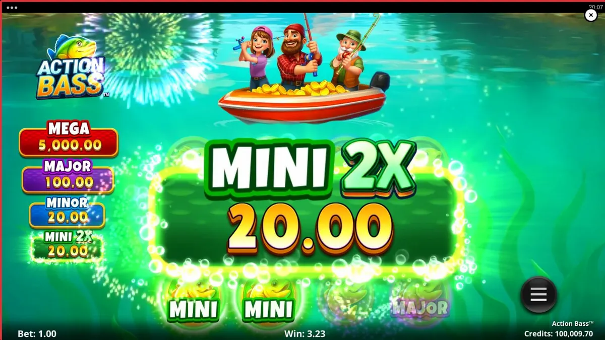 Tampilan visual slot Action Bass dengan tema memancing yang menenangkan